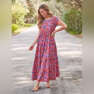 NATURAL LIFE Colorful Floral Maxi Dress - Pink and Purple